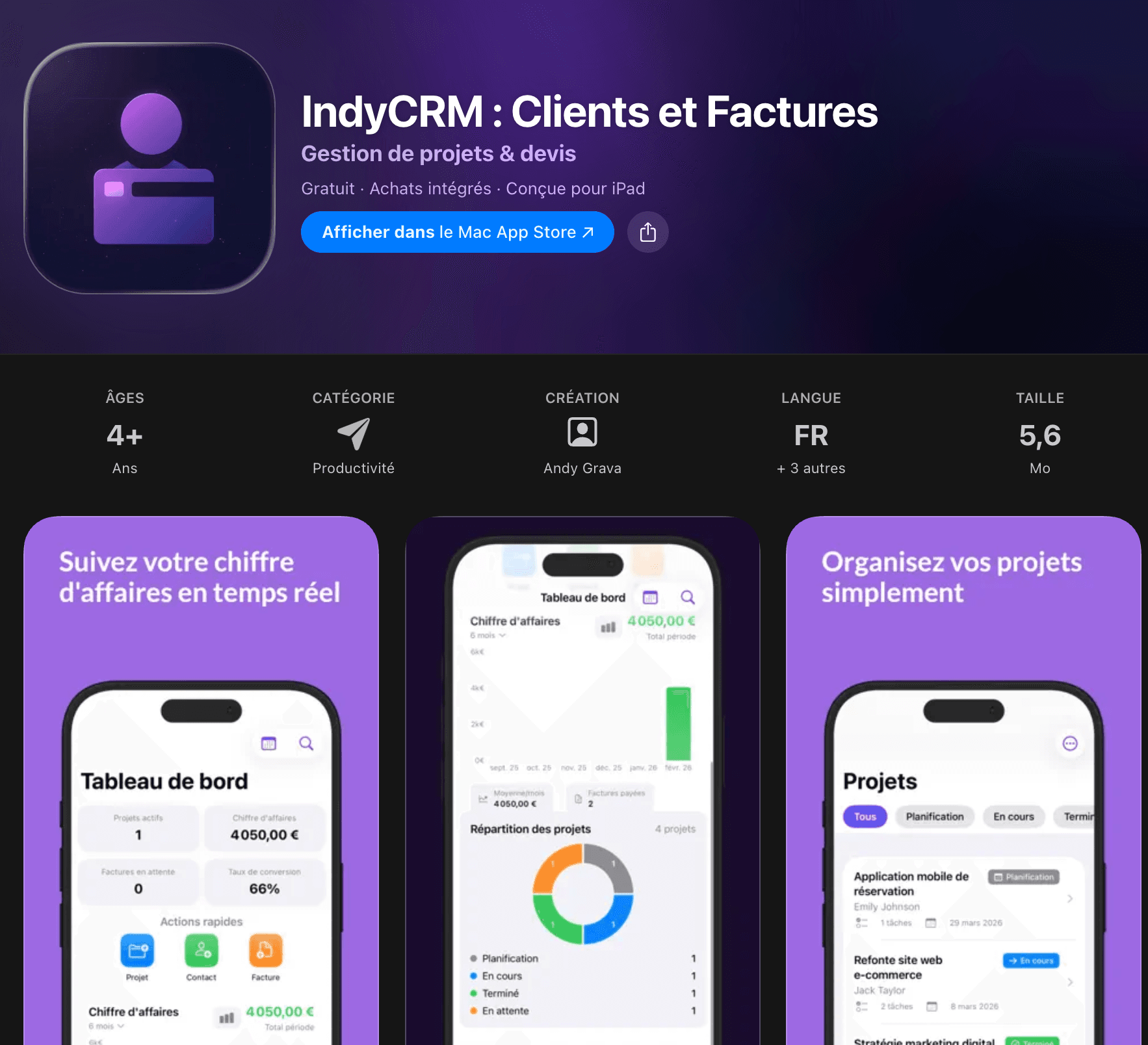 IndyCRM on the App Store — Clients and Invoices, Productivity